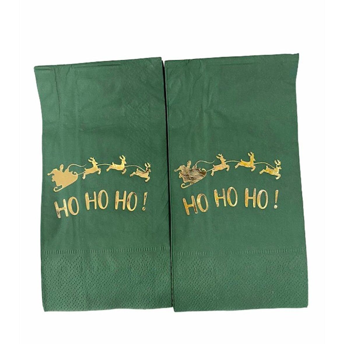 Gold Yaldızlı Yeşil Yılbaşı Ho Ho Ho Yazılı Peçete