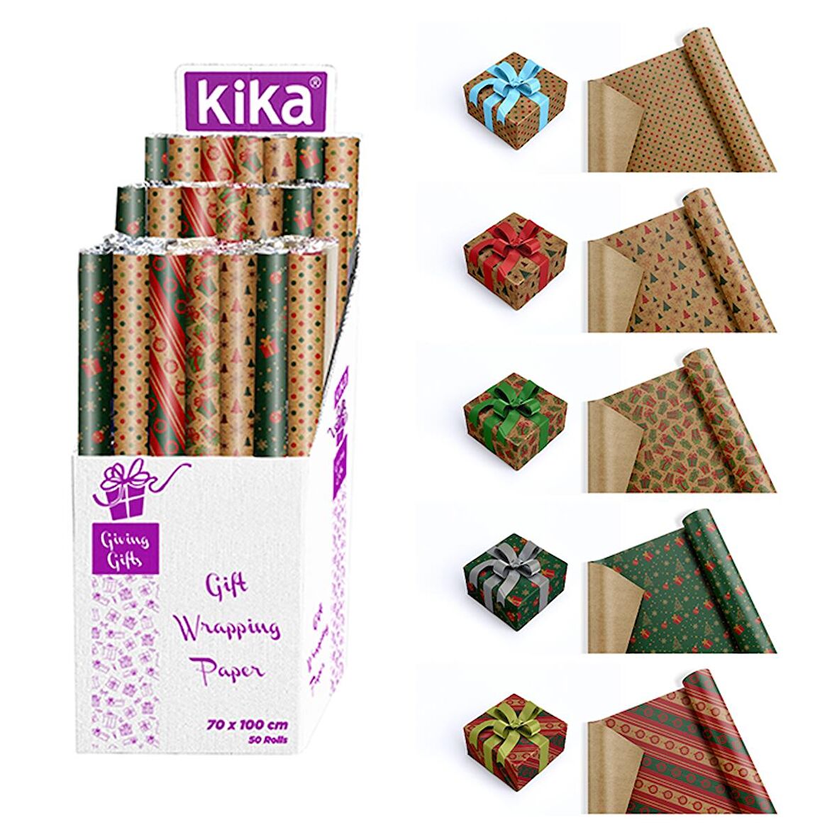 Yılbaşı Kraft Rulo Hediye Paket Kağıdı 70x100 cm