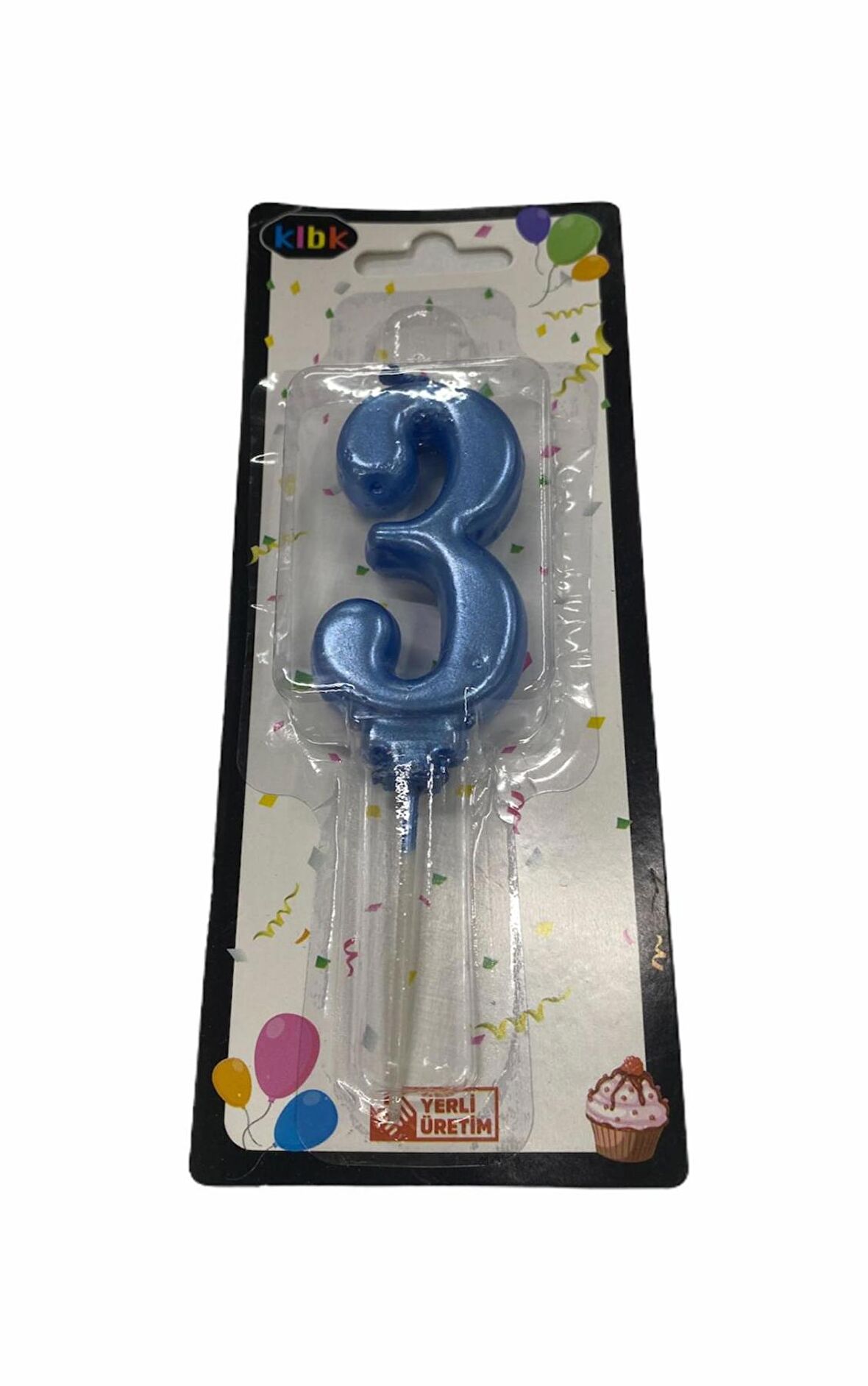 3 Yaş Açık Mavi Rakam Mum