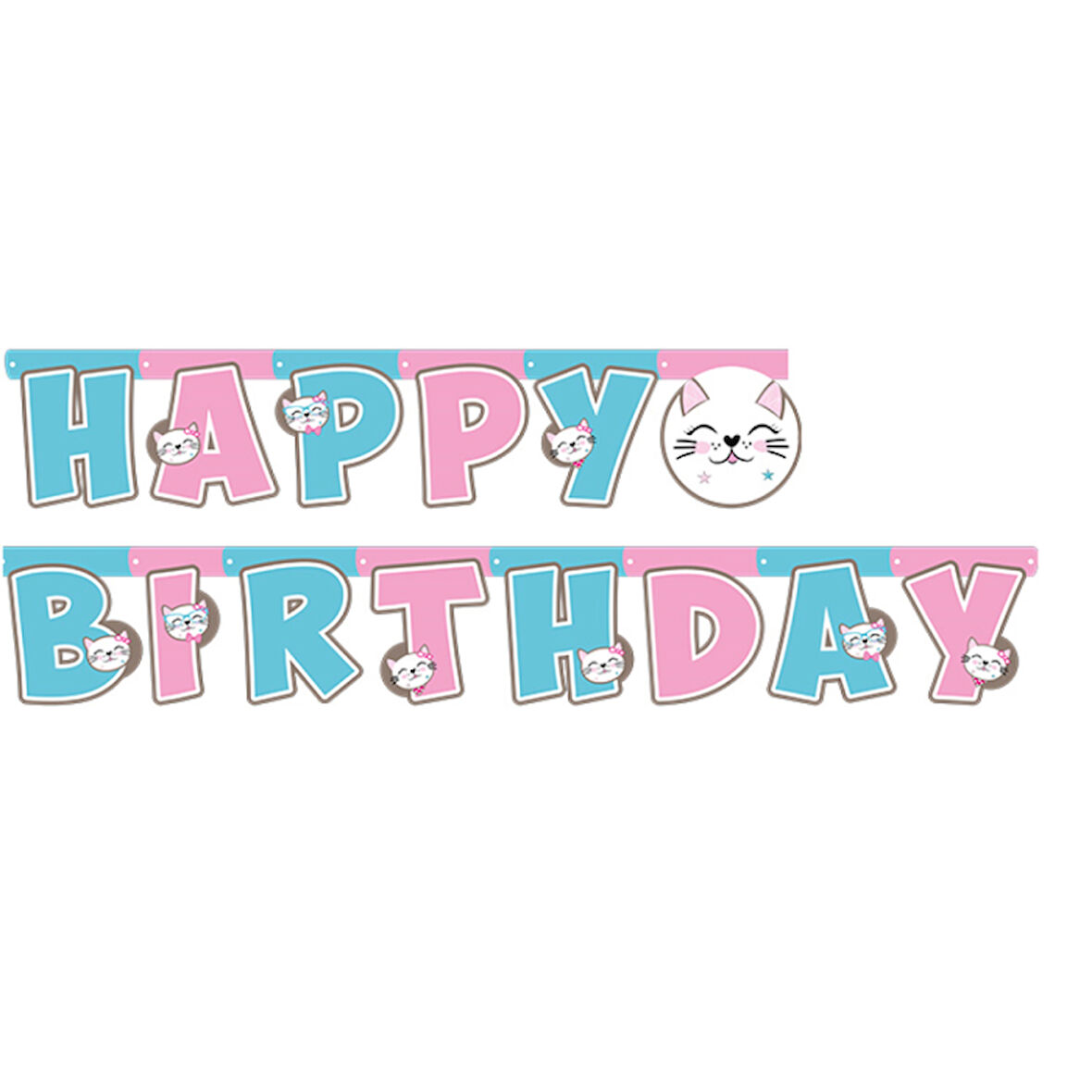 Sevimli Kedi Temalı Happy Bırthday Uzar Yazı Banner