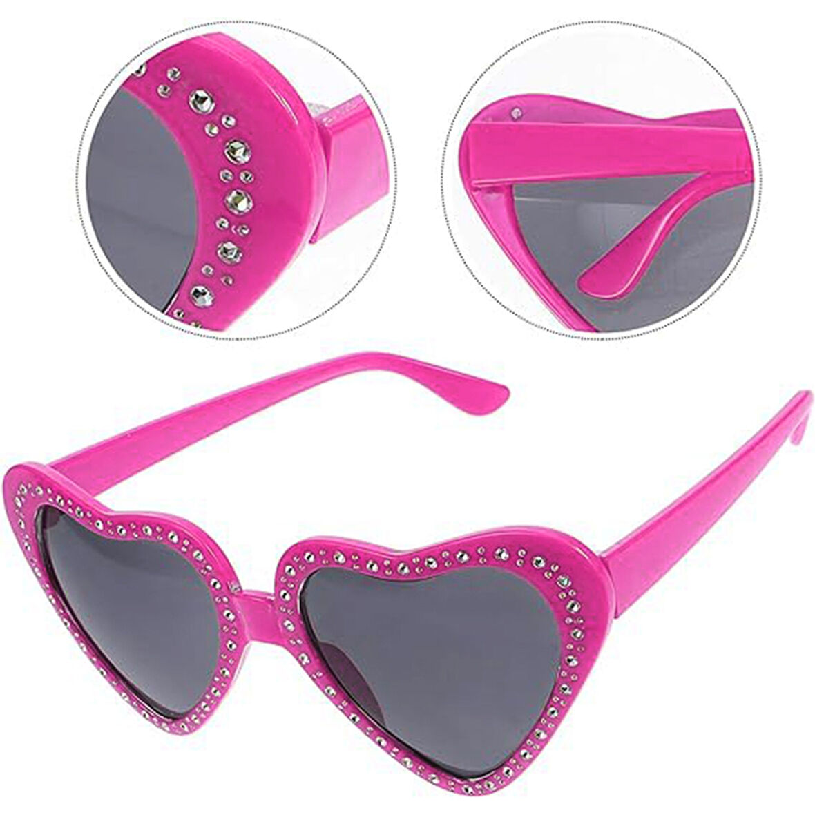 Kalp Şekilli Taşlı Parti Gözlüğü Pembe Renk 6x16 Cm 