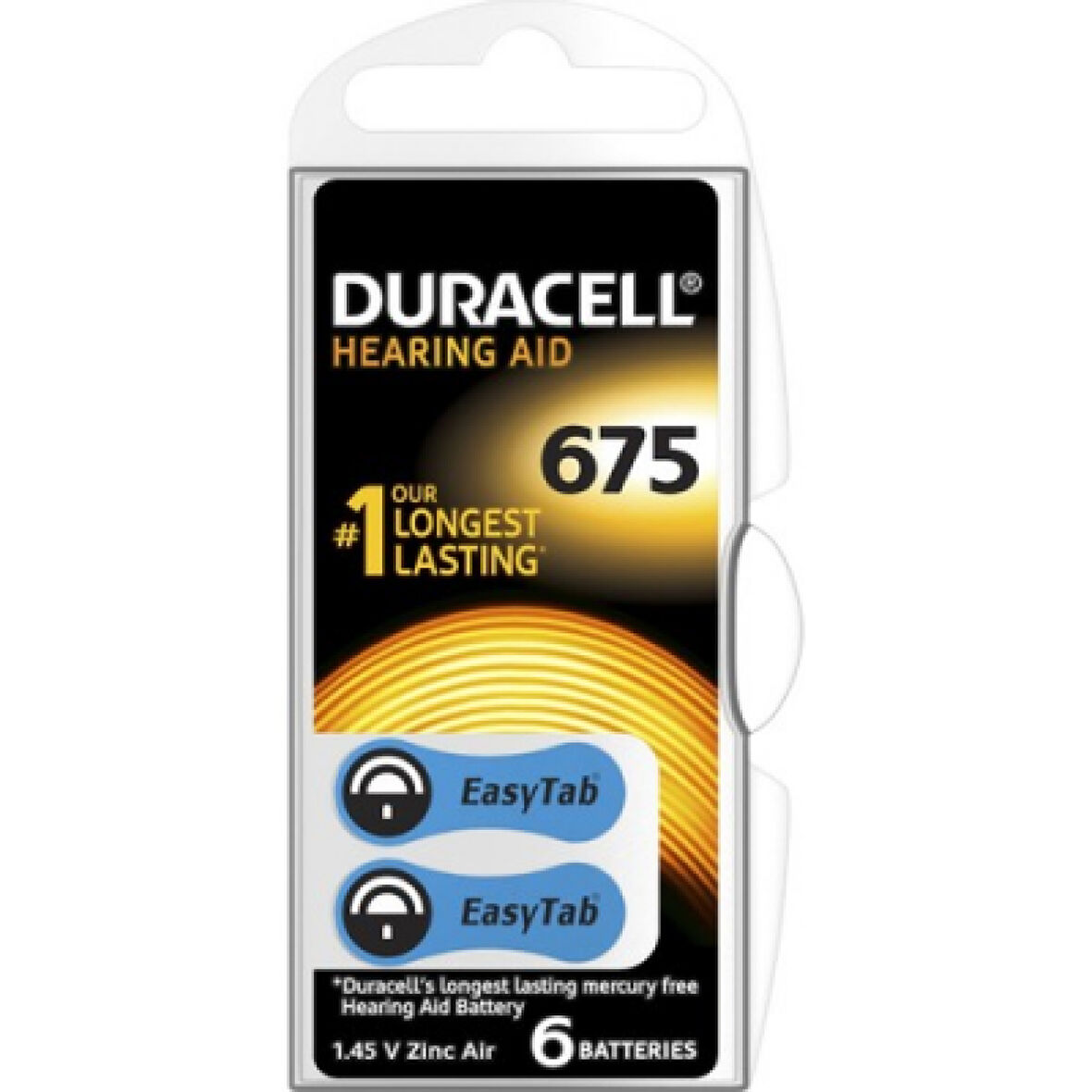 Duracell 675 İşitme Cihaz Kulak Pili 6 Parça  1 Kutu 