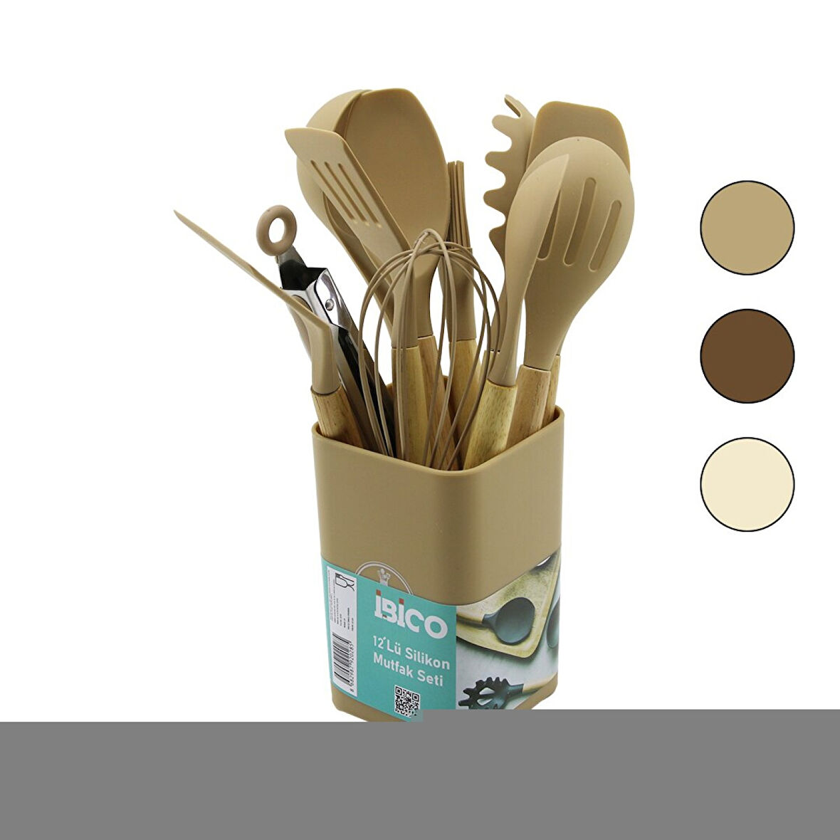 11pcs+kova Silikon Mutfak Seti Bambu Sap 3-kaşık- 3-spatula- 1-kevgir- 1-kepçe- 1-maşa- 1-çrpc- 1-frç 