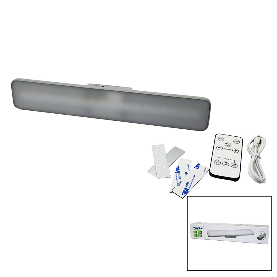 KUMANDALI - ZAMAN - IŞIK GÜCÜ AYARLI METAL ASKILI - USB ŞARJLI LAMBA FENER 20SMD LED 