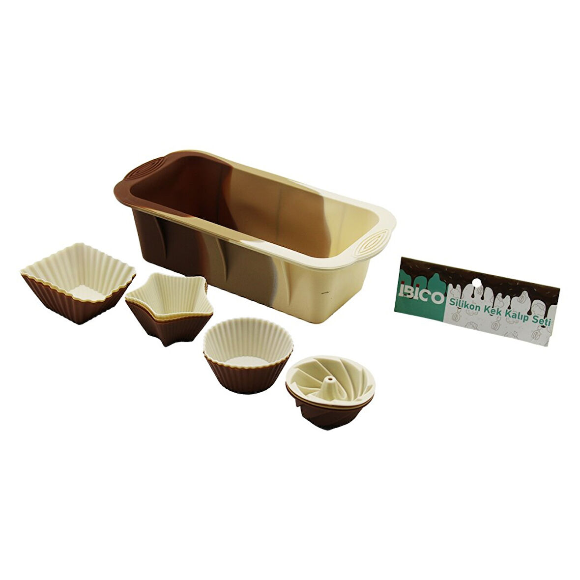 13pcs Silikon Muffin - Baton Kek Kalıp Set Baton=11.5x25cm 3er Rüzgar Gülü - Yuvarlak - Yıldız - D.gen 