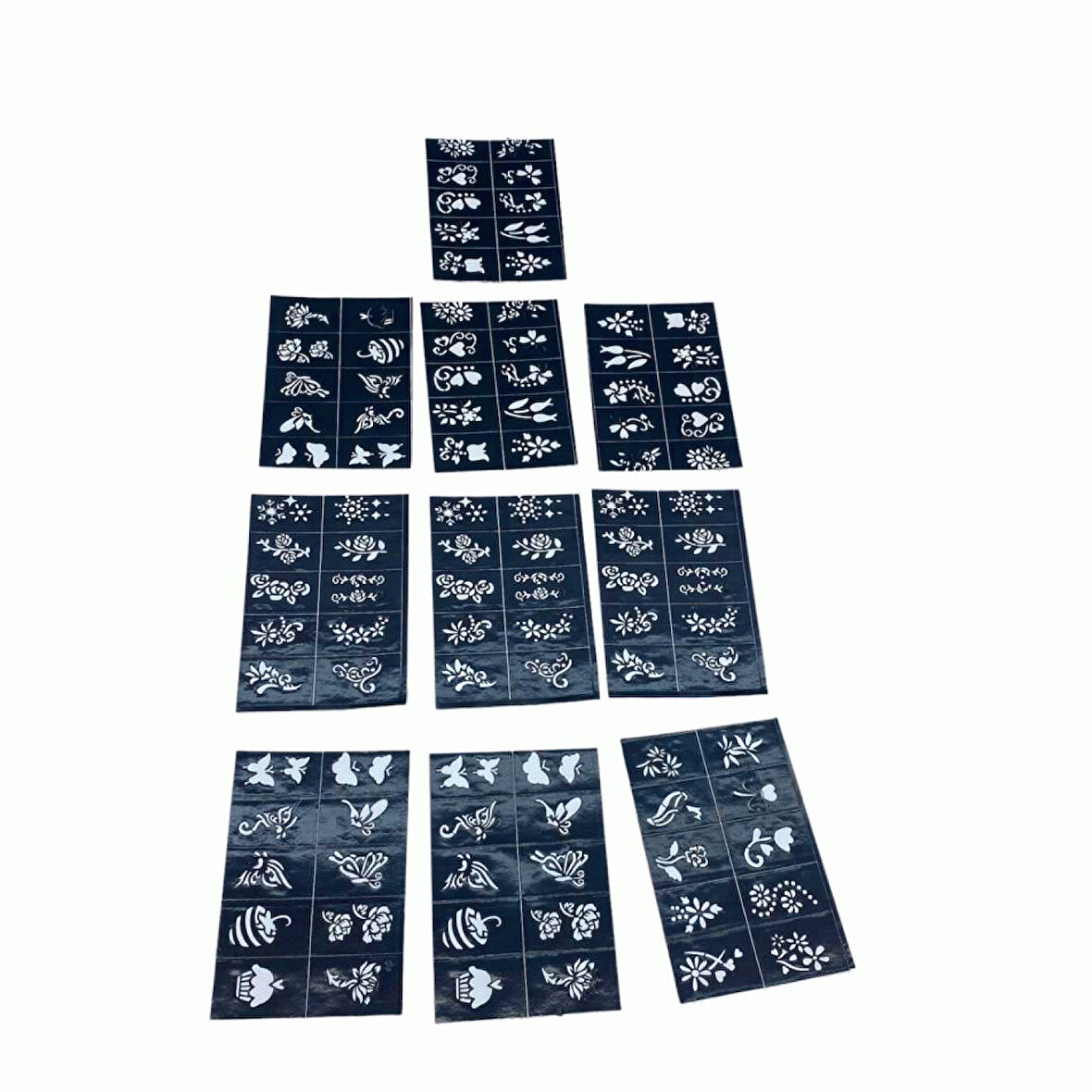 ÇİÇEKLİ 10X14CM TÜP KINA DESEN ÇIKARTMA ŞABLONU 12 PARÇA 