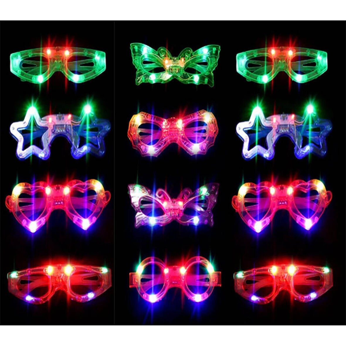 Led Işıklı Karışık 6 Model Yanar Söner Parti Gözlüğü 12 Adet 