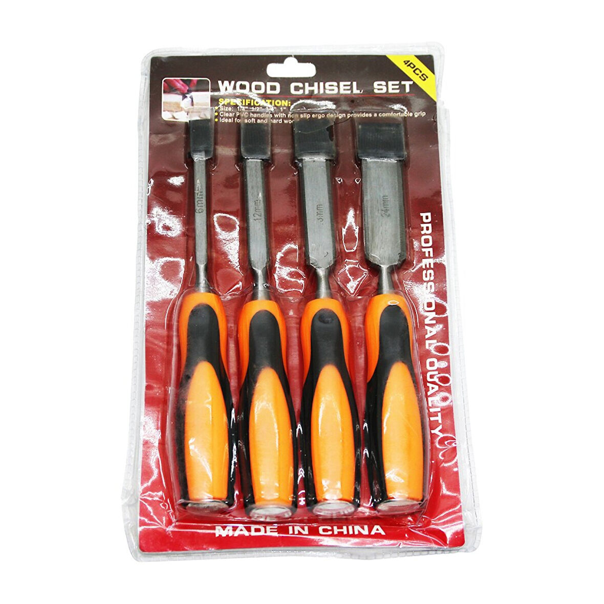 WOOD CHISEL 4 PARÇA 6-12-18-24MM İSKARPELA SET 