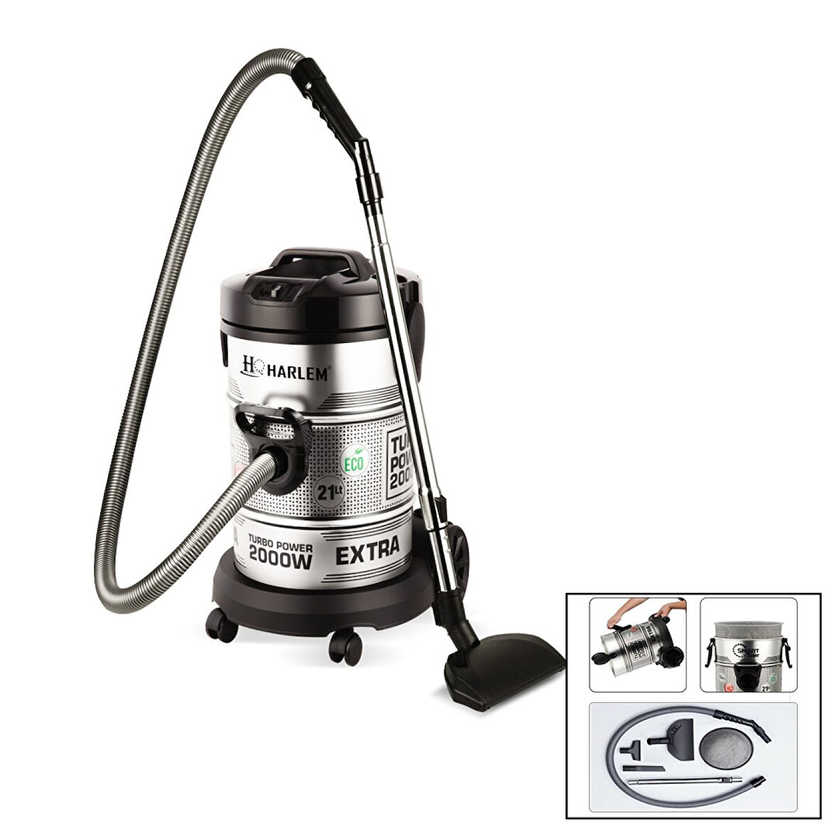 TORBASIZ - KURU VAKUMLU - METAL KASA ELEKTRİKLİ SÜPÜRGE 21LT - 2850W HSV-622DVC 
