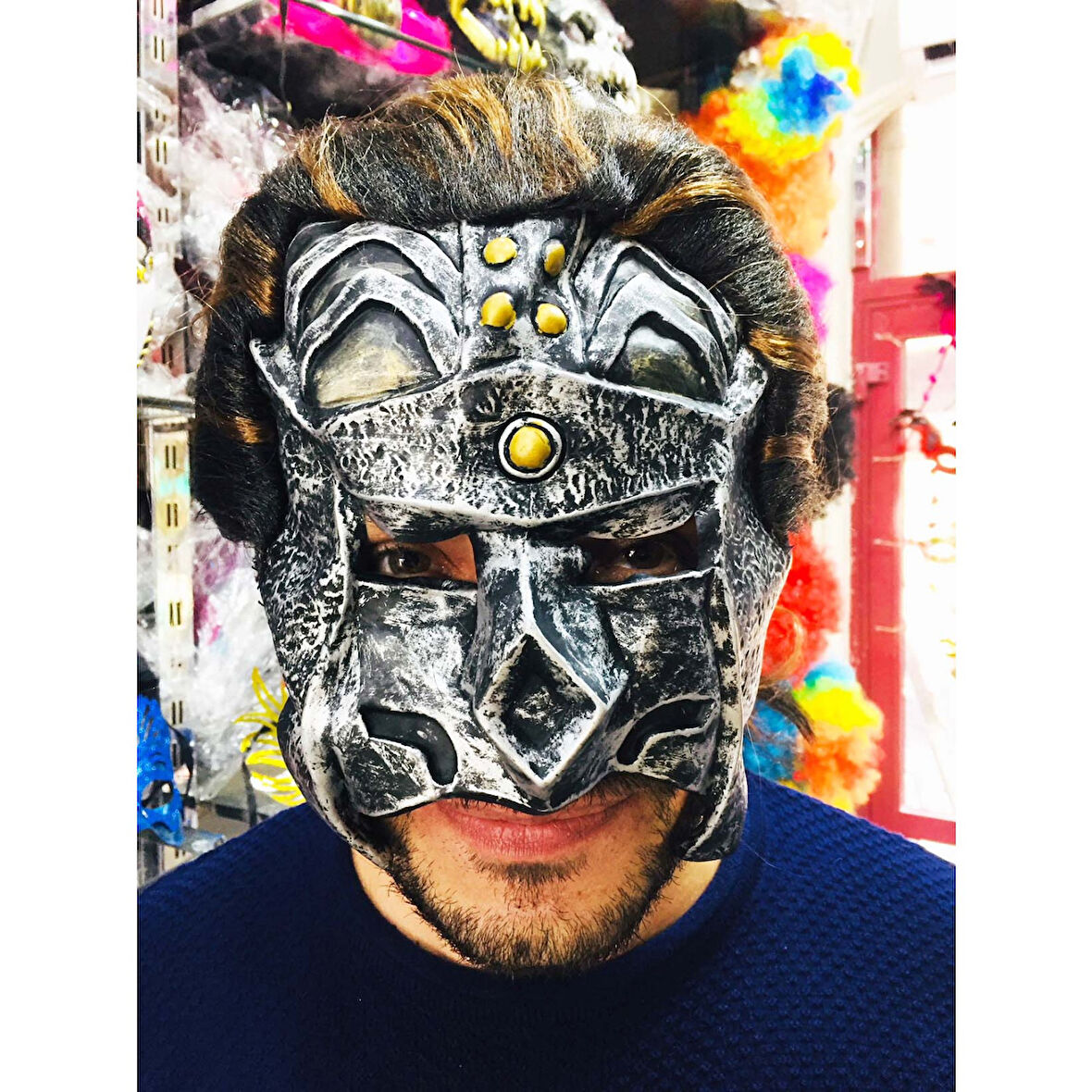 Lateks Savaşçı Maskesi Terminatör Maskesi Saçlı 