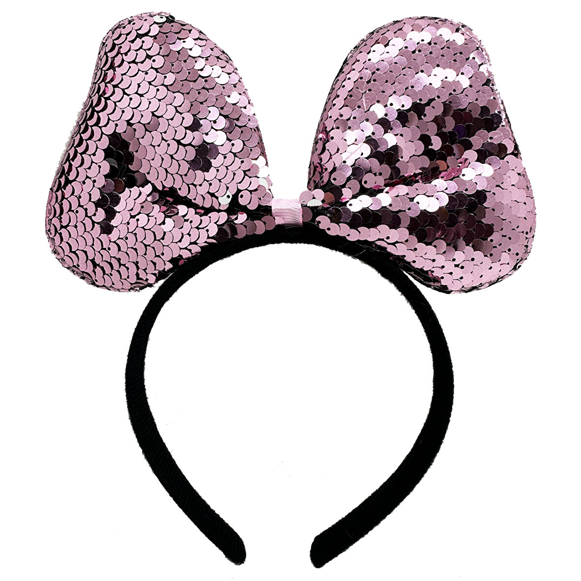 Renk Değiştiren Pullu Payetli Fiyonk Parti Tacı Pembe Gümüş Renk 20x16 cm 