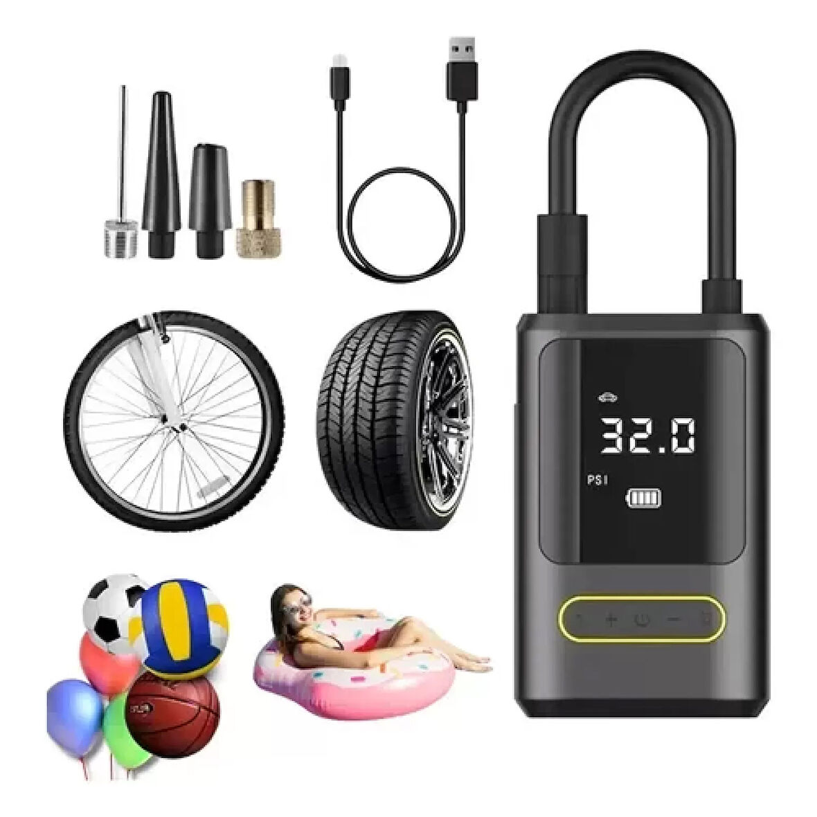 Kablosuz Oto Araç Mini 4000mAh 150 PSI Işıklı Oto Hava Kompresörü KA-760 