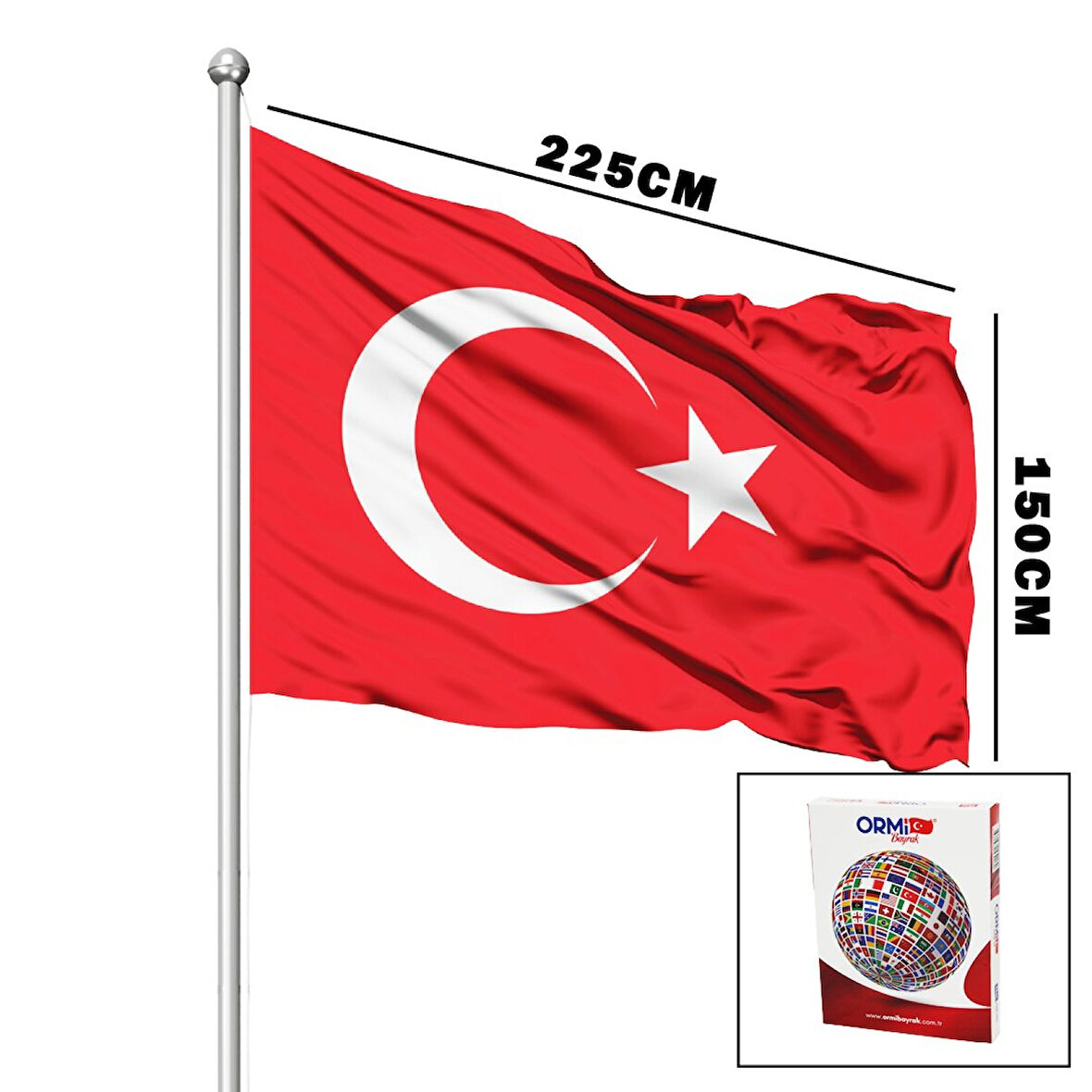 TÜRK BAYRAĞI ALPAKA KUMAŞ 150X225CM 