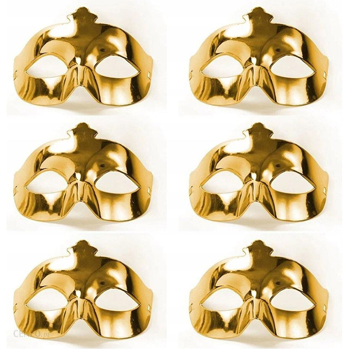 Altın Metalize Renk Düz Balo Parti Maskesi 6 Adet 