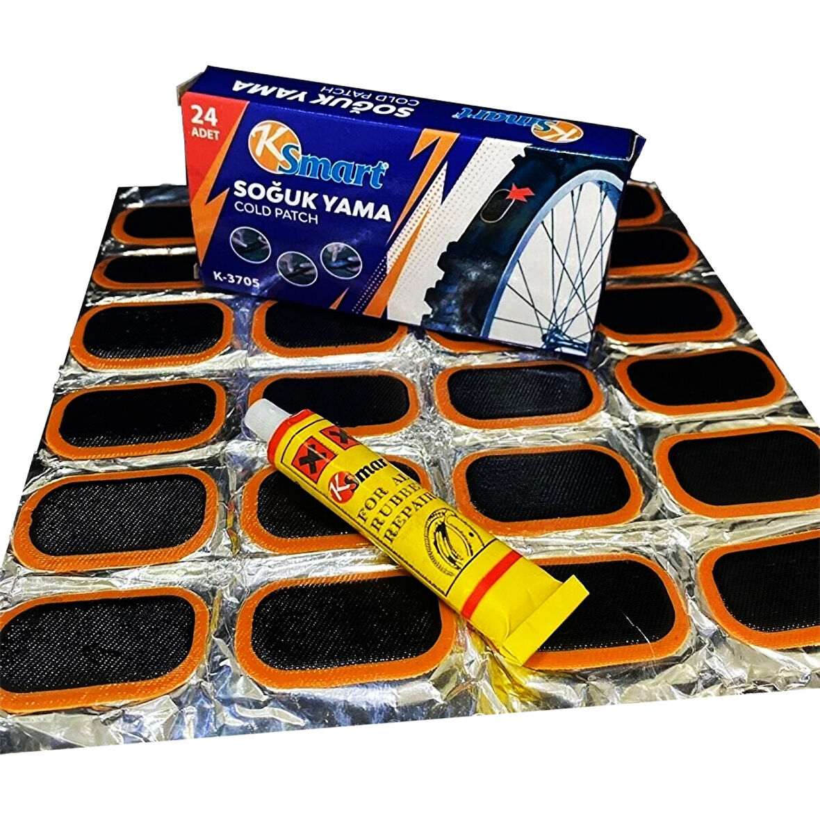 24 PARÇA BİSİKLET TEKER YAMASI SOĞUK YAMA 