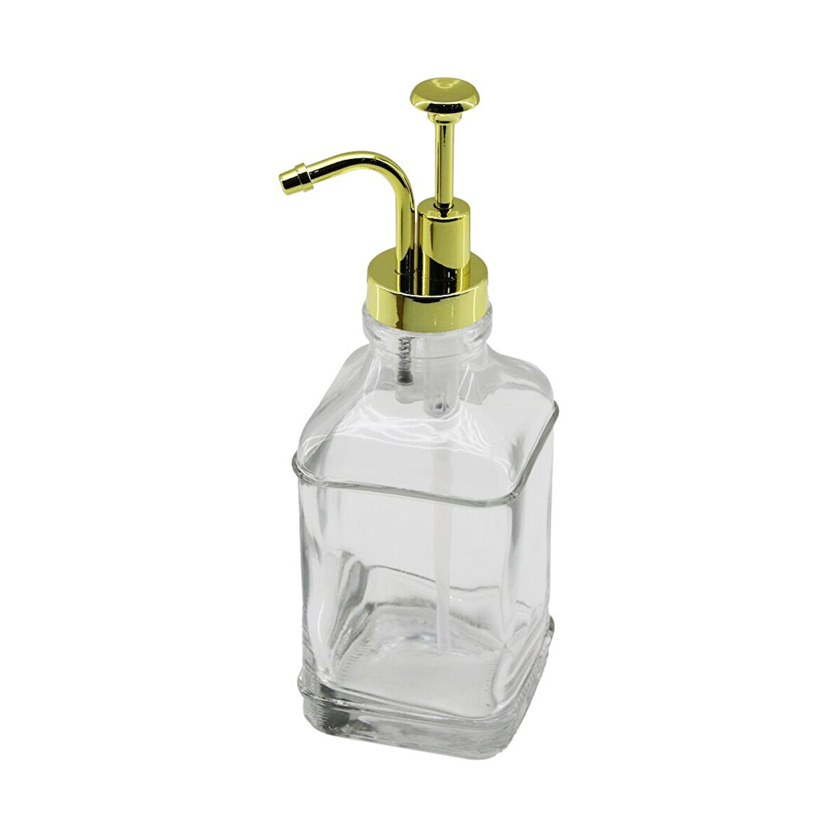 KARE CAM ŞİŞE - ŞEFFAF SIVI SABUNLUK 500ML POMPA - MUSLUK AYRIK MODEL BAŞLI 