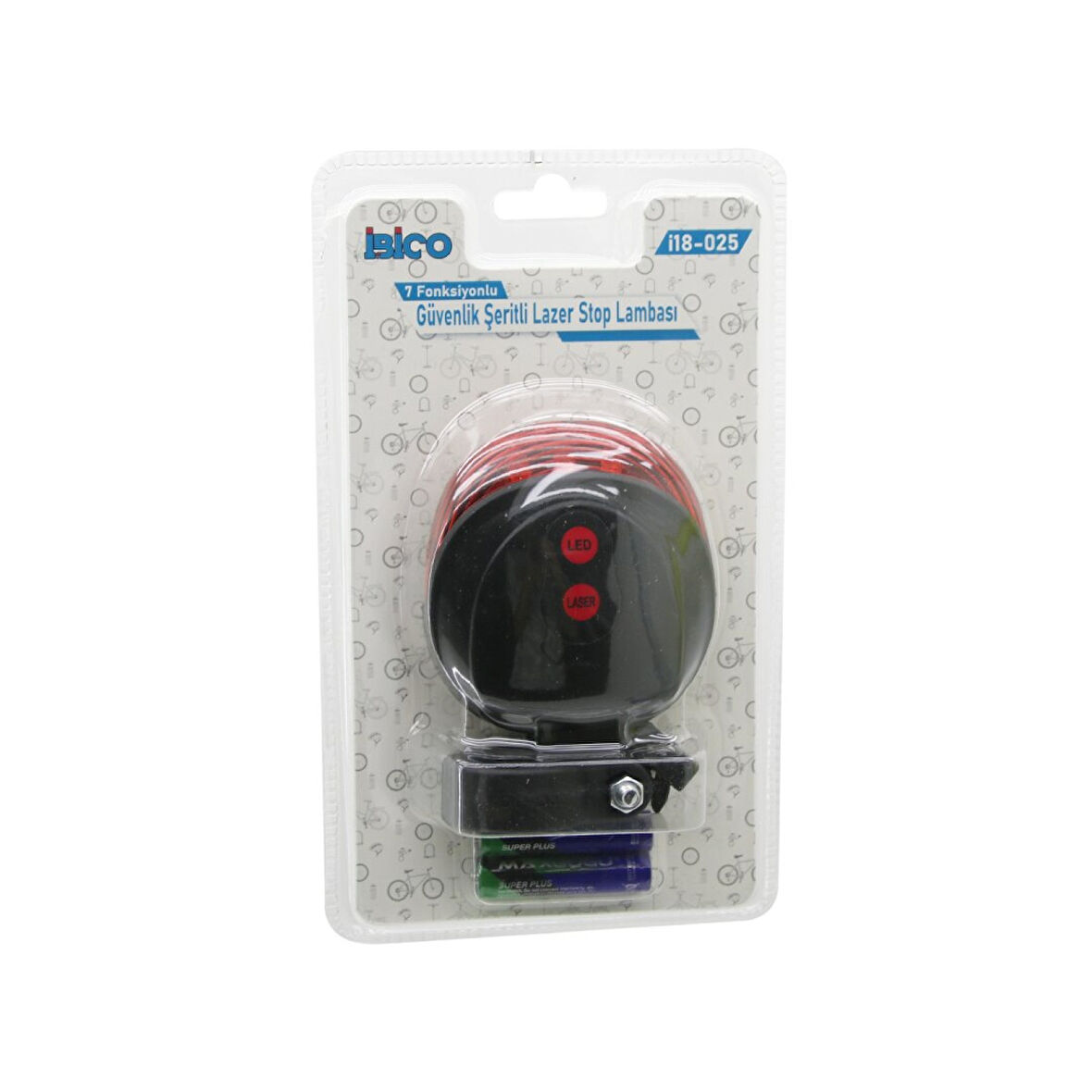 GÜVENLİK ŞERİTLİ LAZER  BİSİKLET  STOP LAMBASI   PİLLİ   7 FONKSİYONLU   SU GEÇİRMEZ 