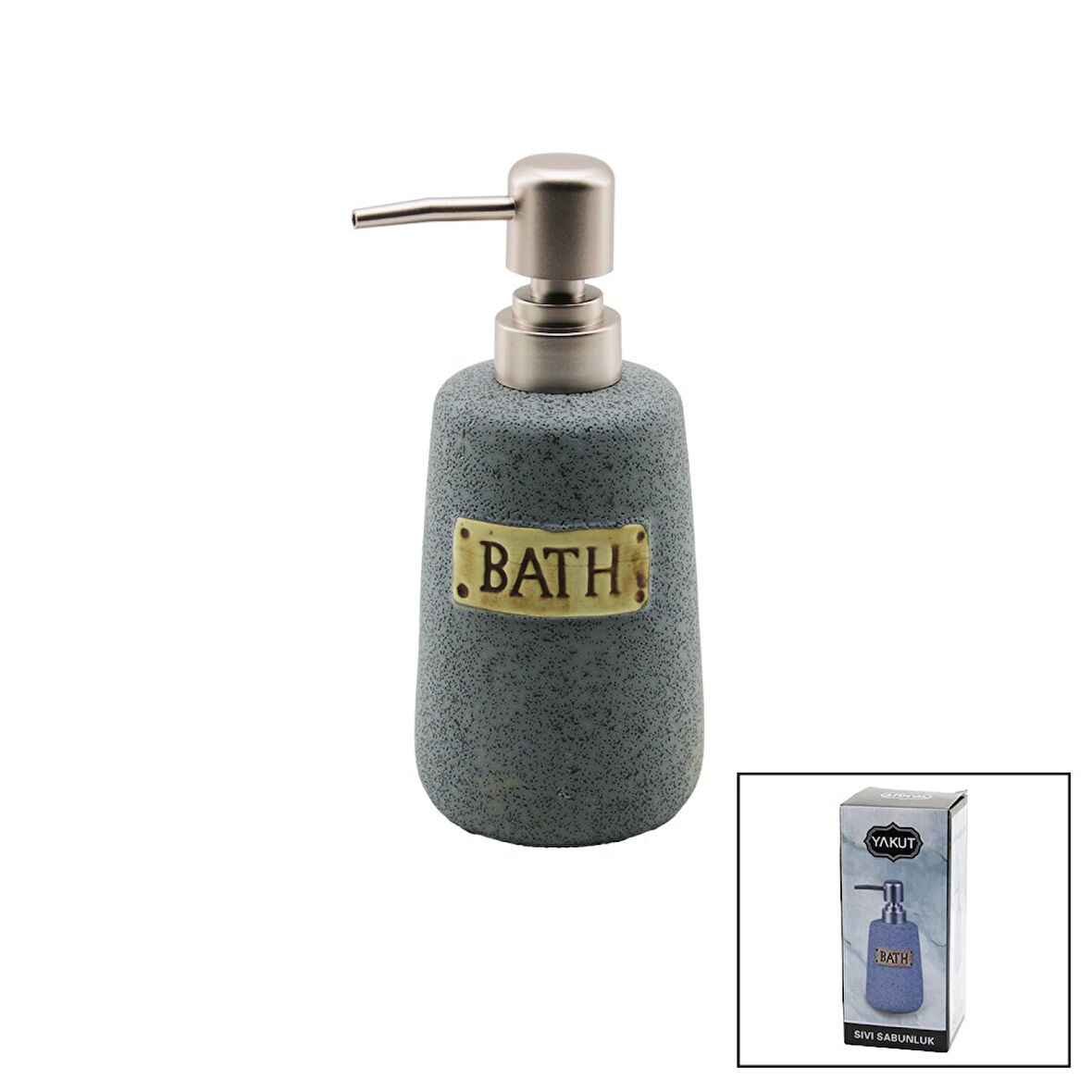 YUVARLAK GRİ - MAT DESEN SERAMİK SIVI SABUNLUK 