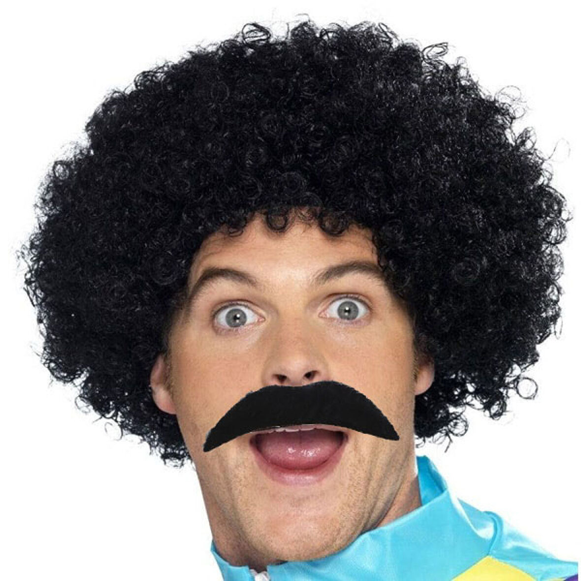 Siyah Scouser Erkek Kısa Peruk 120 Gr ve Bıyık Seti 