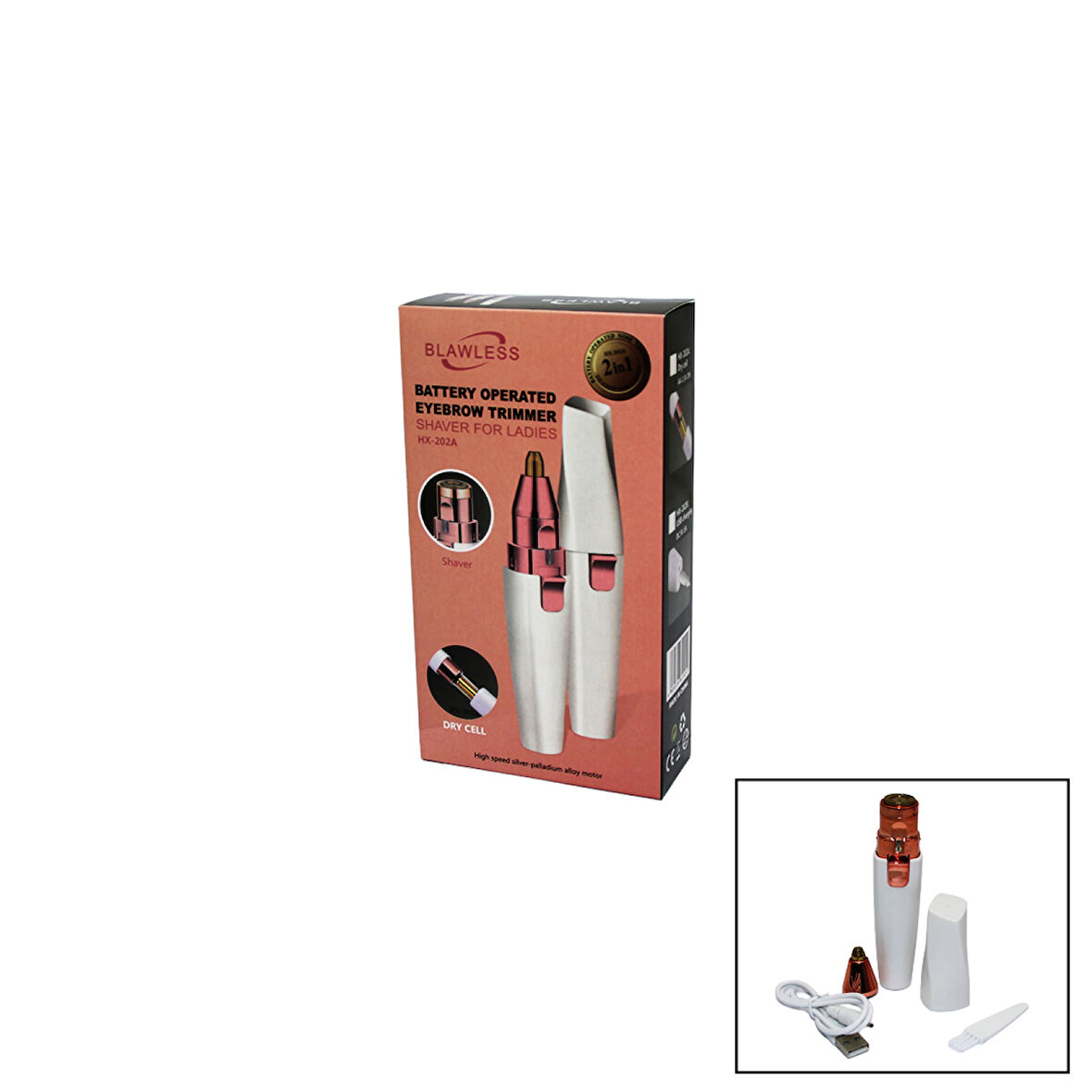 2İN1 BAŞLI - USB ŞARJLI YANAK - BURUN KIL TÜY ALMA MAKİNESİ 