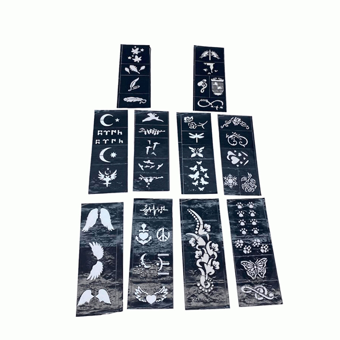 MİX DESEN 8X20CM TÜP KINA DESEN ÇIKARTMA ŞABLONU 10 PARÇA 