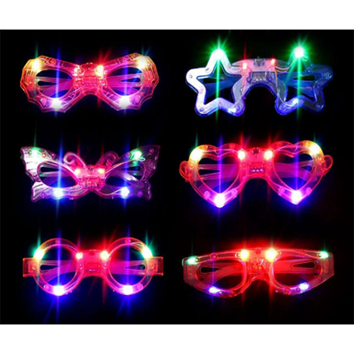 Led Işıklı Karışık 6 Model Yanar Söner Parti Gözlüğü 6 Adet 