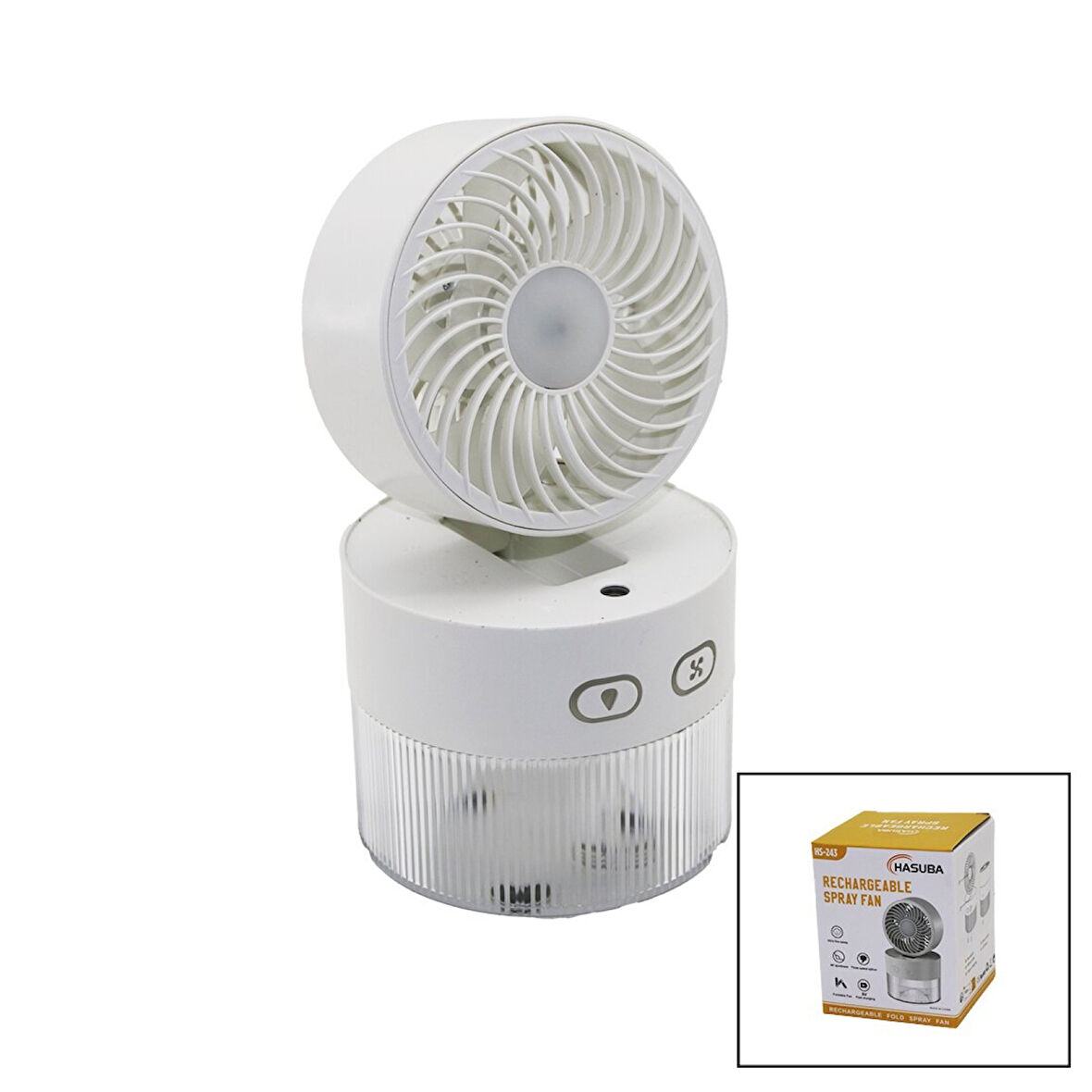 Su Spreyli  Katlanır Başlık - 90 Derece Işıklı Usb Mini Fan Çap=11.2cm - Y:13.5-20.5cm 3 Kademe Hız  350ml 