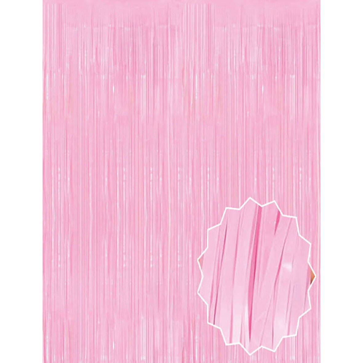 Soft Pembe Püsküllü Kapı Perdesi - Parti, Baby Shower, Cinsiyet Partisi 1x2 M 