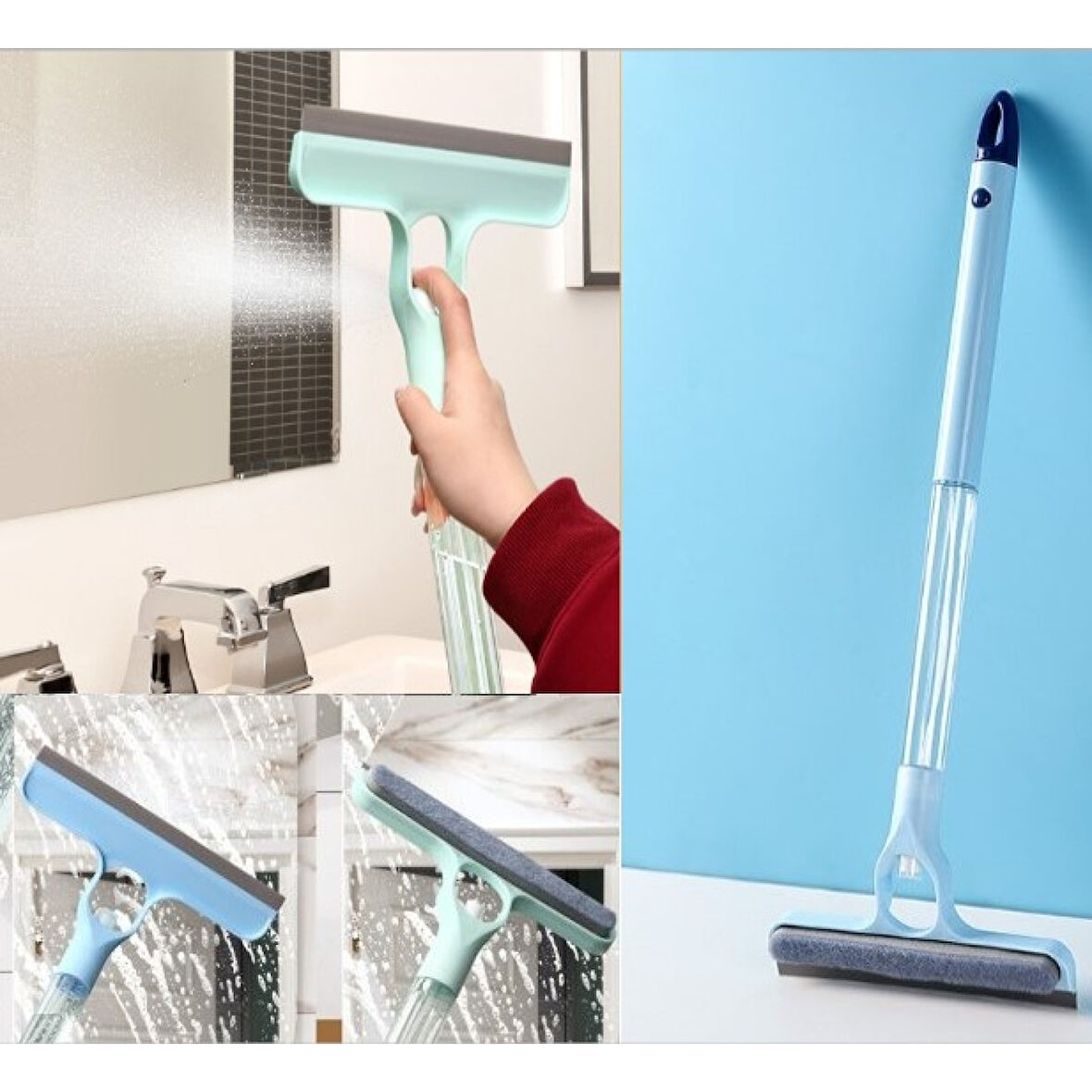 4 in 1 Spreyli Çek Çekli Camsil ve Fırça Aparatı 