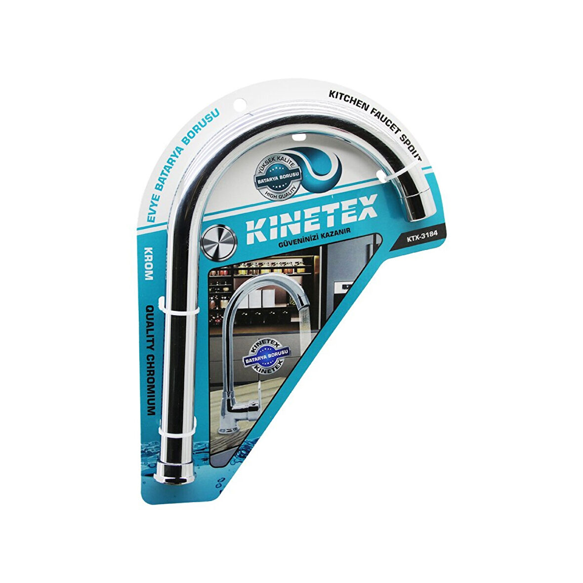 Evye - Büyük  Batarya Borusu  Süzgeçli Uç   Krom Kaplama 