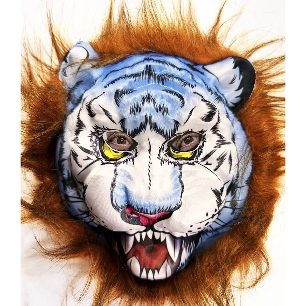 Kahverengi Saçlu Köpek Kurt Kaplan Maskesi Mega Peluş 34 No 