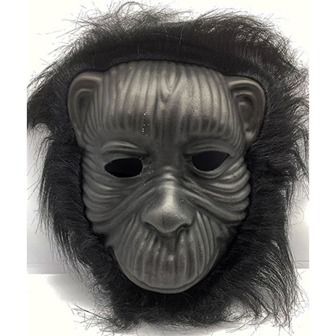 Siyah Renk Eva Goril Maskesi - Siyah Peluşlu Tüylü Orangutan Maskesi 