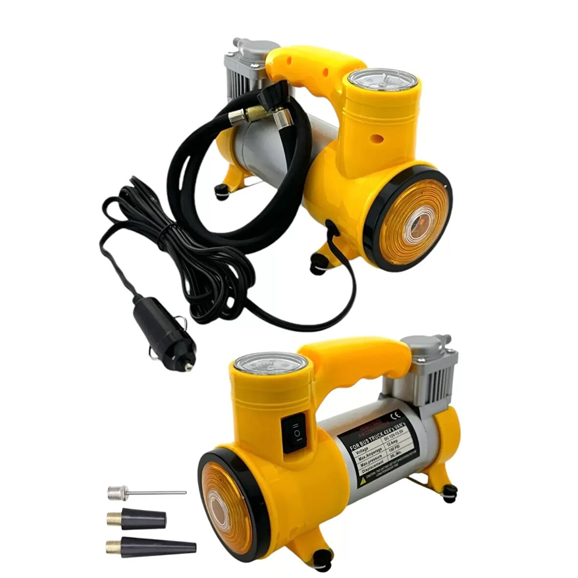 Elektrikli Araba Lastik Şişirme / 150 PSI - 12V / Taşınabilir Metal Hava Kompresörü 