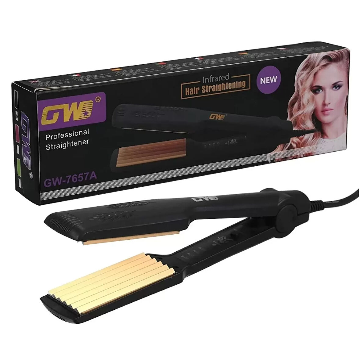 GW-7657 Elektrikli Zikzak Isıtma Ayarı Dalgalı Saç Modelleyici Saç Şekillendirici Aracı 