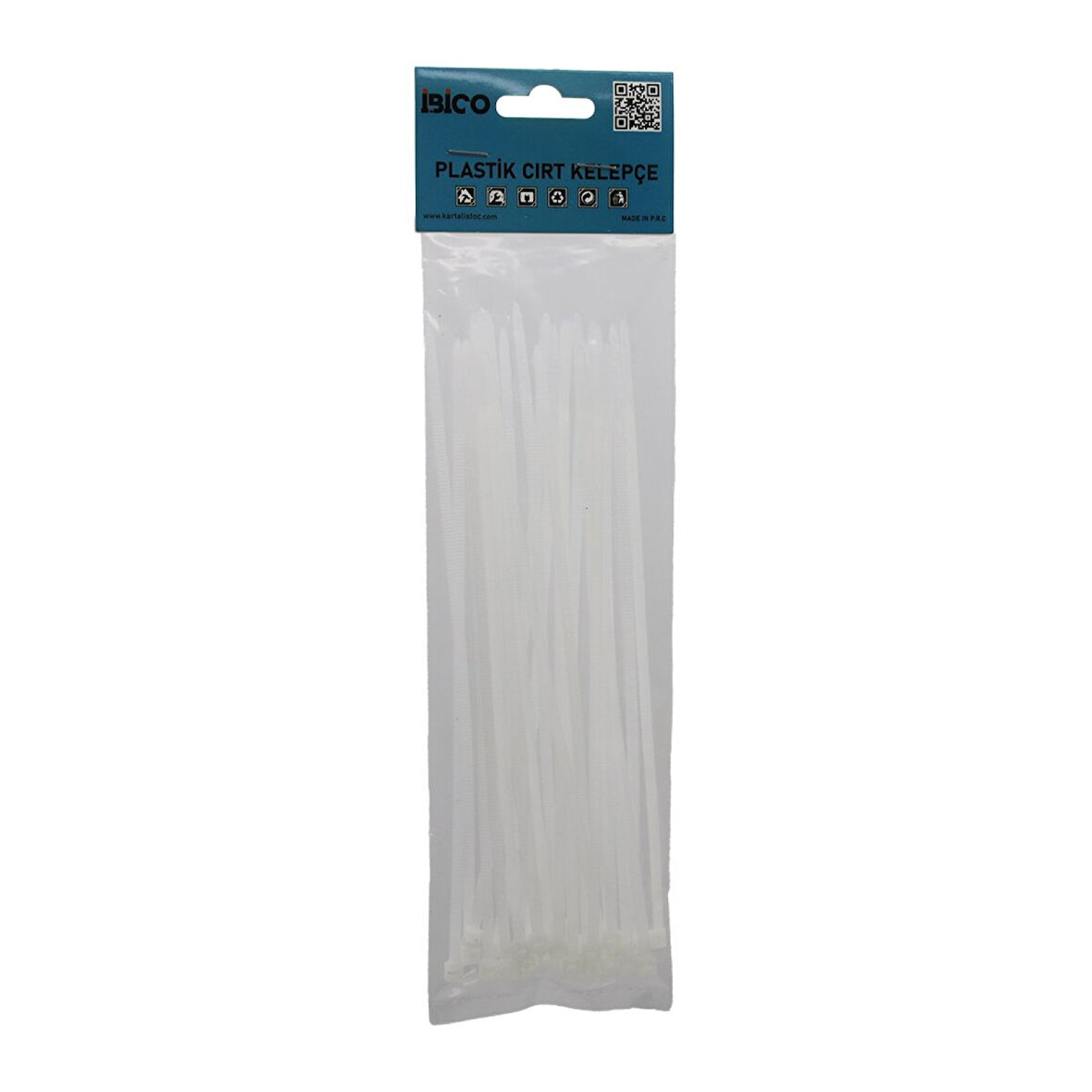 25PCS   BEYAZ   3.6X200MM  PLASTİK CIRT KELEPÇE 