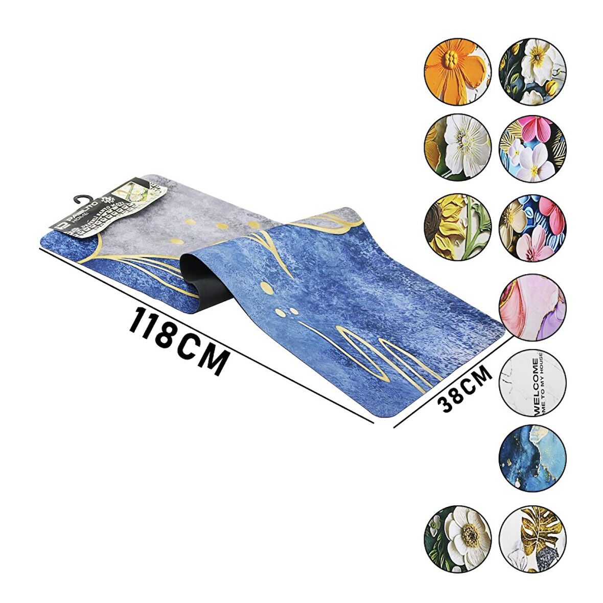 3d Renkli Desenli - D.gen 38x118cmsu Emici Sihirli Banyo Paspas Pvc - Elastik 