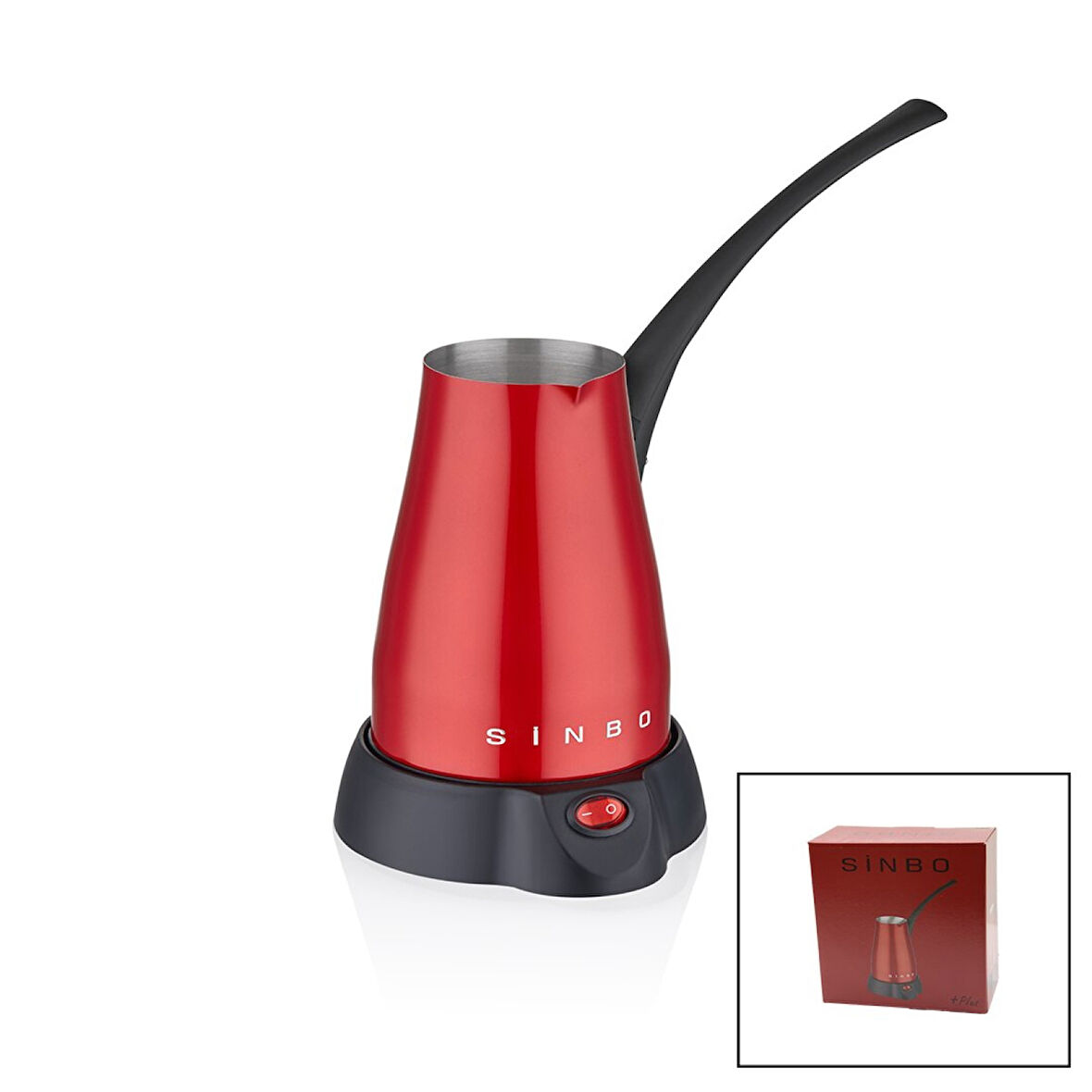 KIRMIZI ELEKTİRKLİ CEZVE TÜRK KAHVE MAKİNESİ 5 FİNCAN - 400ML HAZNE PASLANMAZ ÇELİK 360 DERECE DÖNEBİLME SCM-2960 