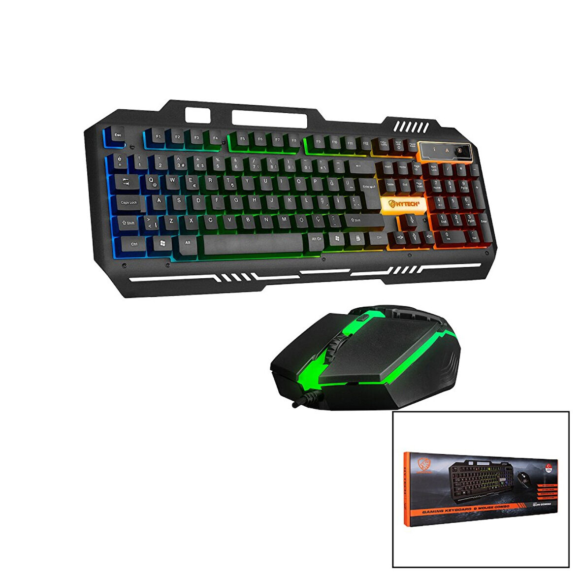 EVEREST HKM-X86 QUİN  GÖKKUŞAĞI IŞIKLI  USB KABLOLU  KLAVYE - MOUSE  SET  150CM KABLO 