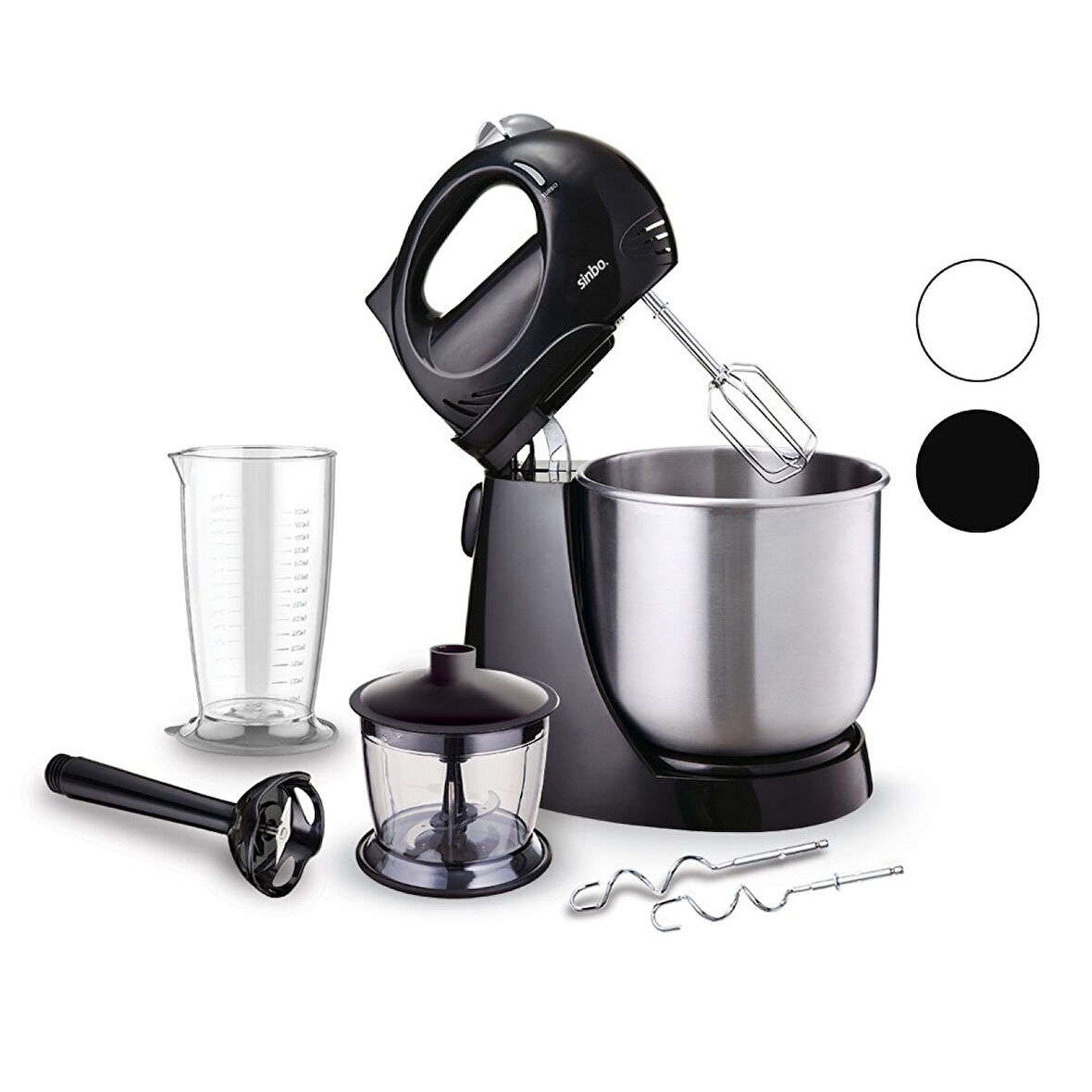 INOX TASLI MİKSER - BLENDER SETİ 5 KADEME HIZ+TURBO HAMUR YOĞURMA+ KASE 300W600ML HAZNE700ML ÖLÇÜ KABI SMX-2731 