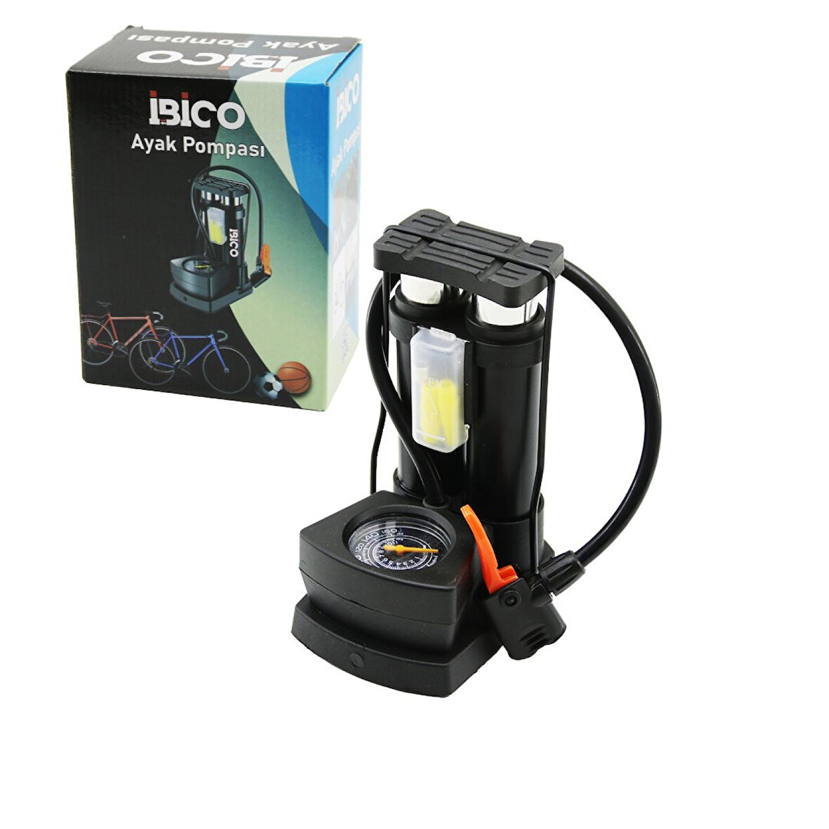SAATLİ DİKEY MODEL - İNCE PİSTONLU AYAK POMPASI OTO-ARAÇ - BİSİKLET-MOTOR LASTİK - TOP - ŞİŞME HAVUZ-YATAK 