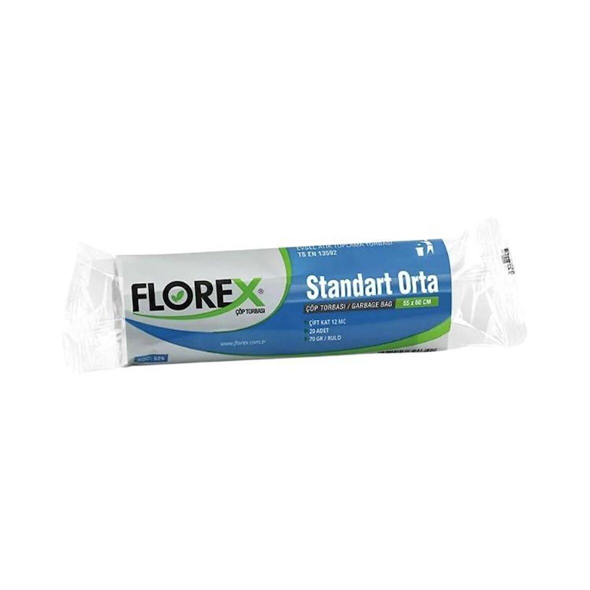 FLOREX - ÇÖP TORBASI 55X60 MAVİ RULO 20 YAPRAK ÇT525M  - 1 RULO