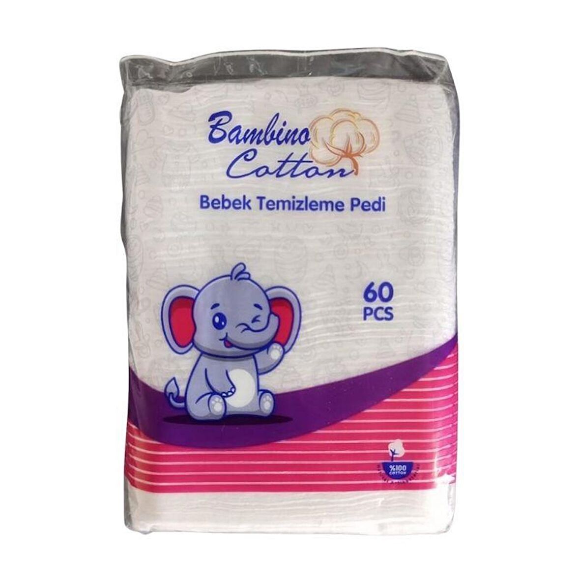 BAMBİNO - BEBEK TEMİZLEME PEDİ 95X110 PAMUKLU 60ADET - 1 PAKET