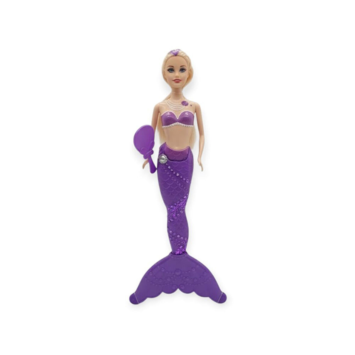 Deniz Kızı Işıklı Oyuncak Bebek Mor 34 CM