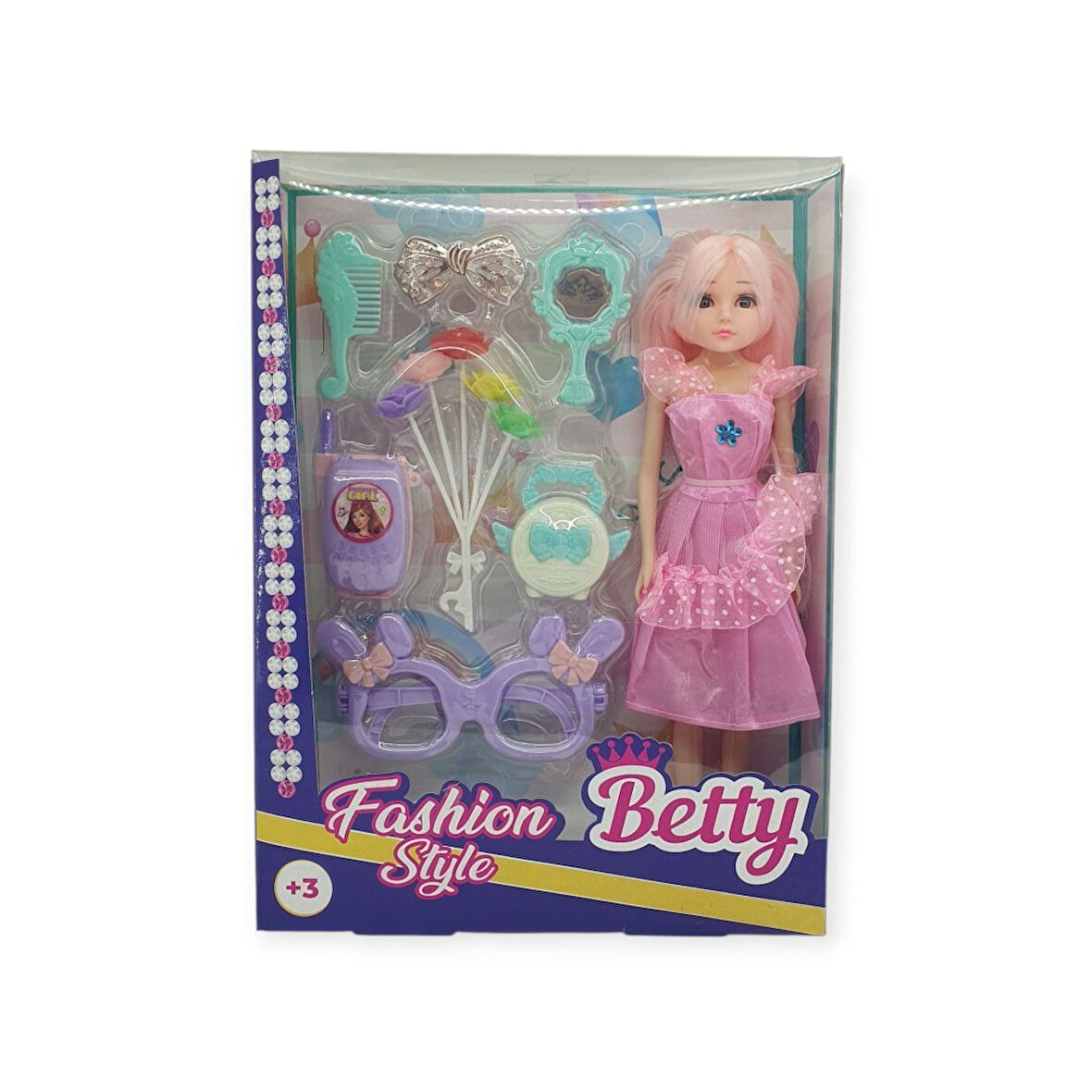 Güzellik Seti 7 Parça Aksesuarlı Bebek Seti - Pembe (Lisinya)