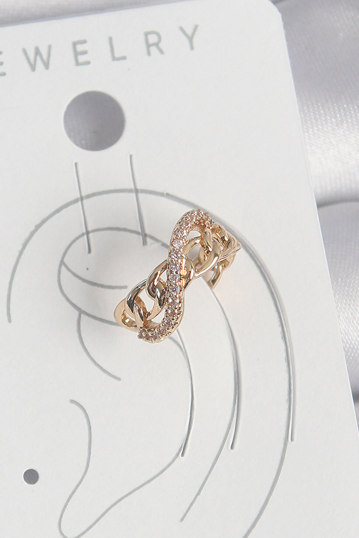 Pirinç Gold Renk Zirkon Taşlı Sonsuzluk Zincir Model Kadın Kıkırdak Küpe - Lisinya