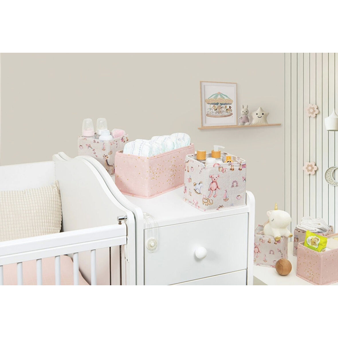Bebek 3'lü Kullanışlı Çekmece Düzenleyici Çok Amaçlı Organizer Kutu (pembe) ( Lisinya )