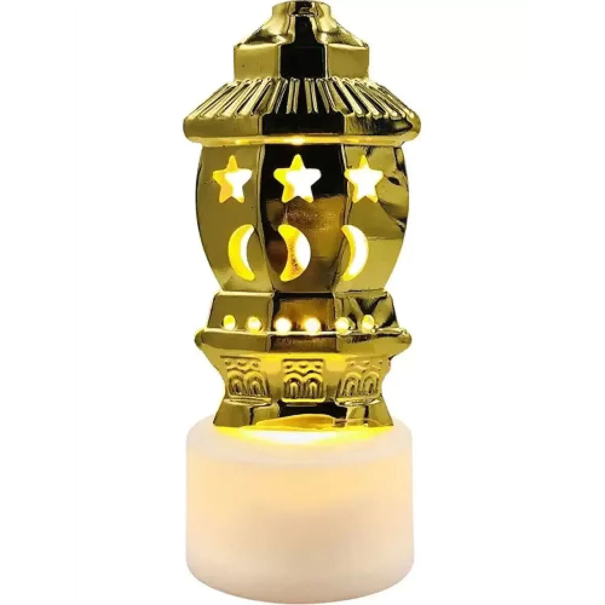 12'li Ramazan Ayaklı LED Işık (Gold, Fener/Lamba Motifli)
