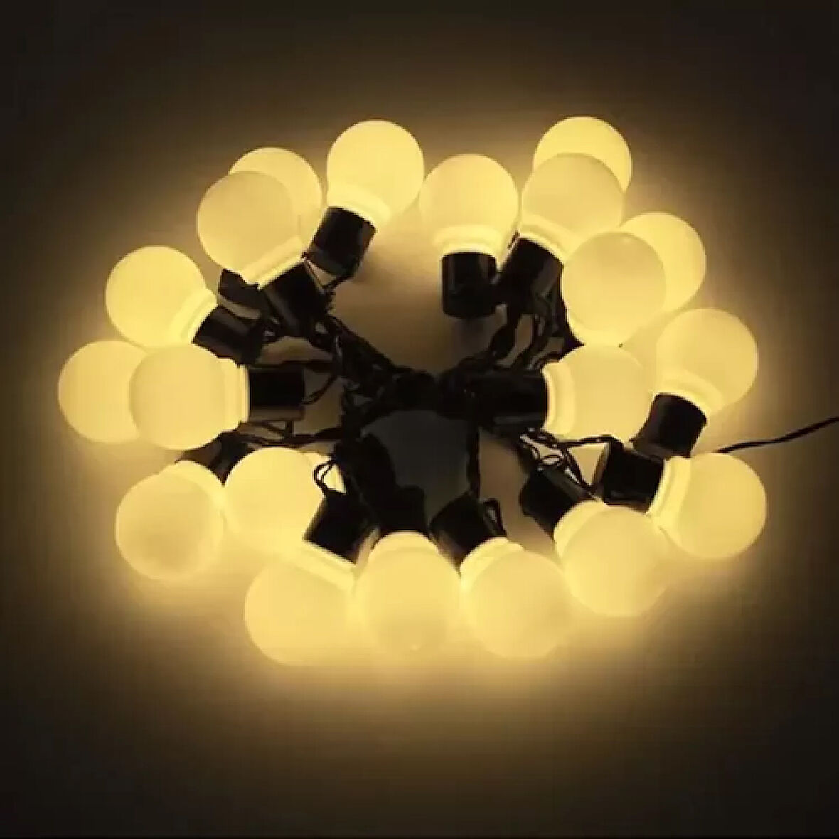 5 Metre 28 LED Mini Top Işık Sarı Fişli Siyah Kablo