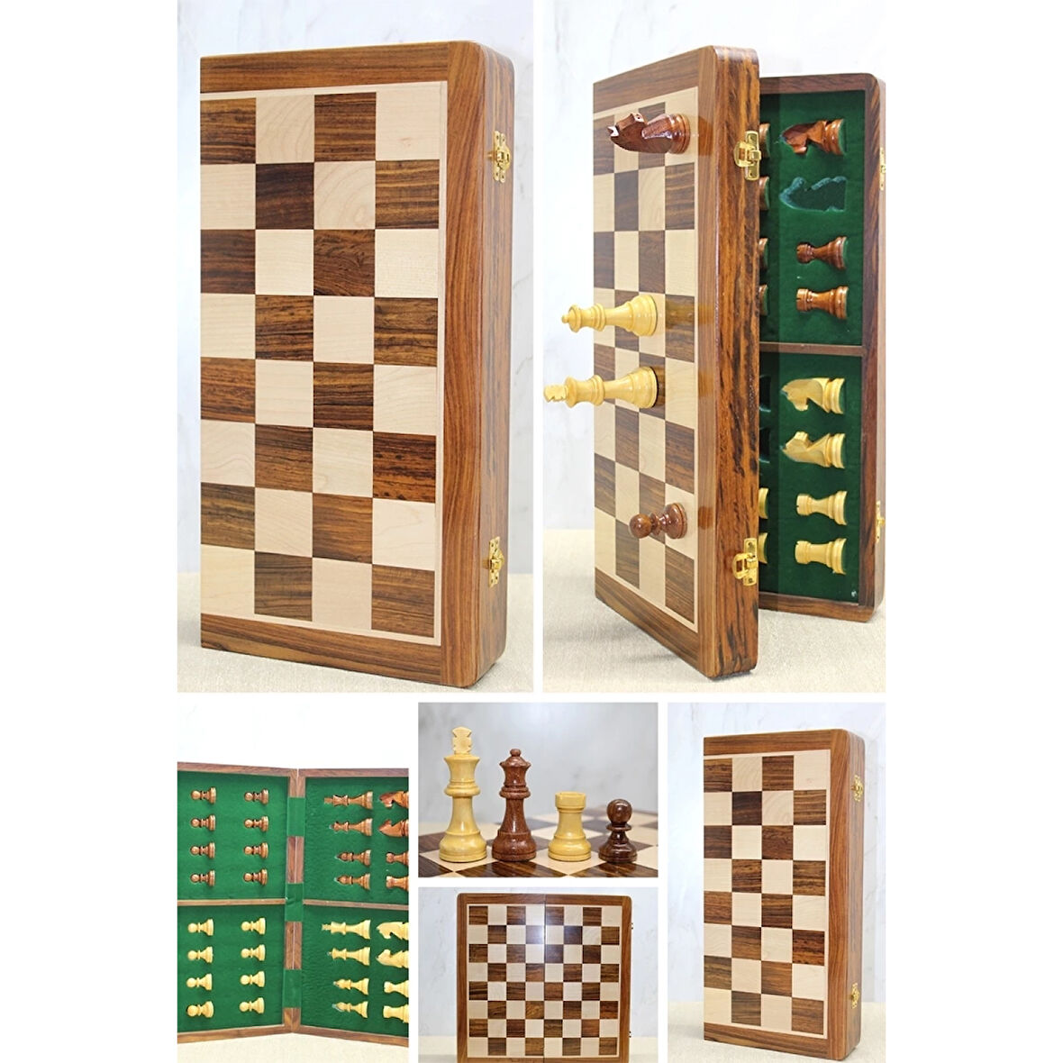 Mıknatıs Taşlı Ahşap Katlanabilir Kutulu Satranç Oyunu 40 Cm G225 ( Lisinya )