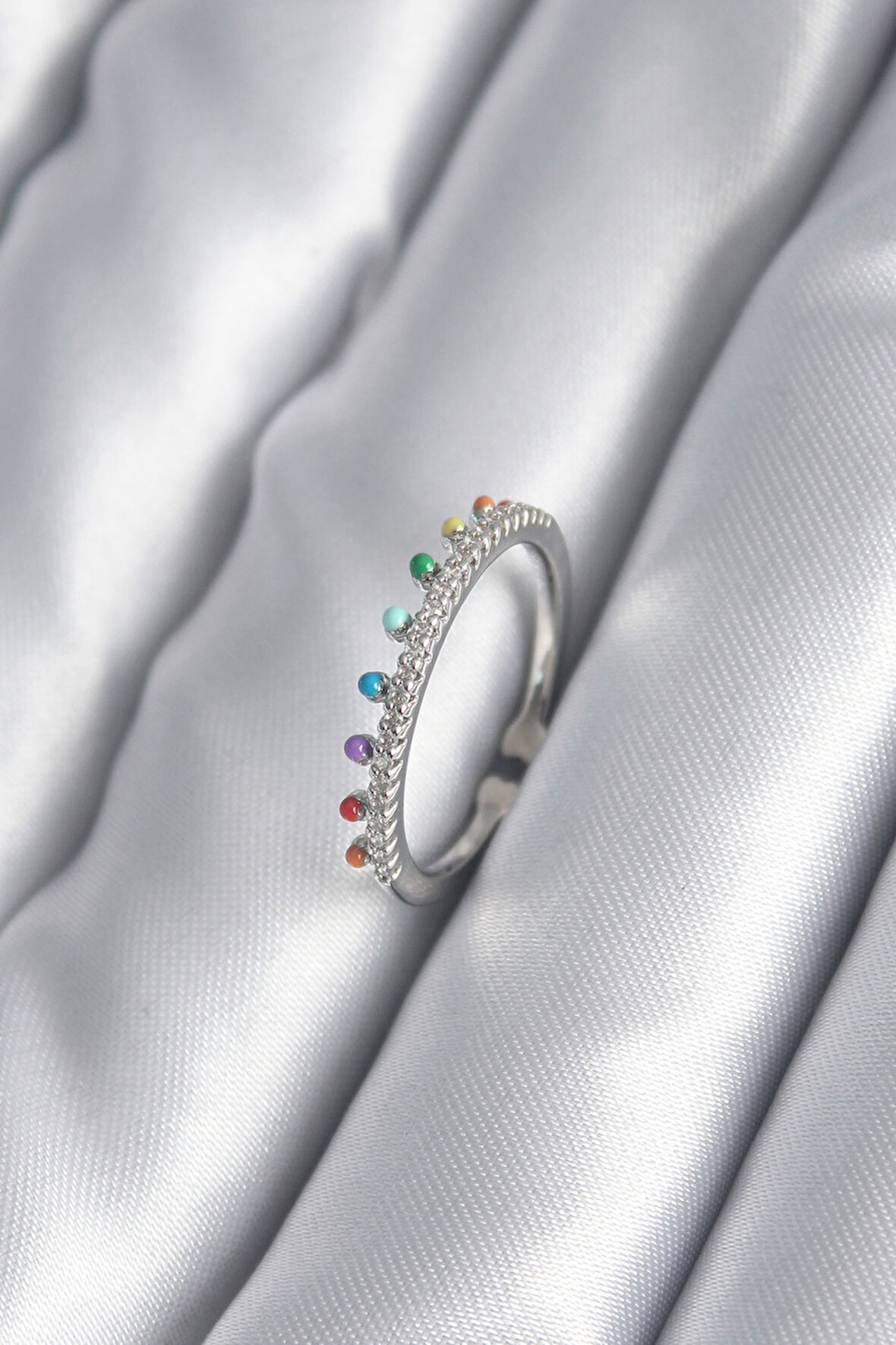 Pirinç Gümüş Renk Zirkon Taş Detay Kadın Yüzük - Lisinya